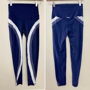 Aerie Chill Play Move Blue & White Leggings Athleisure‎ Loungewear Align Dupes S